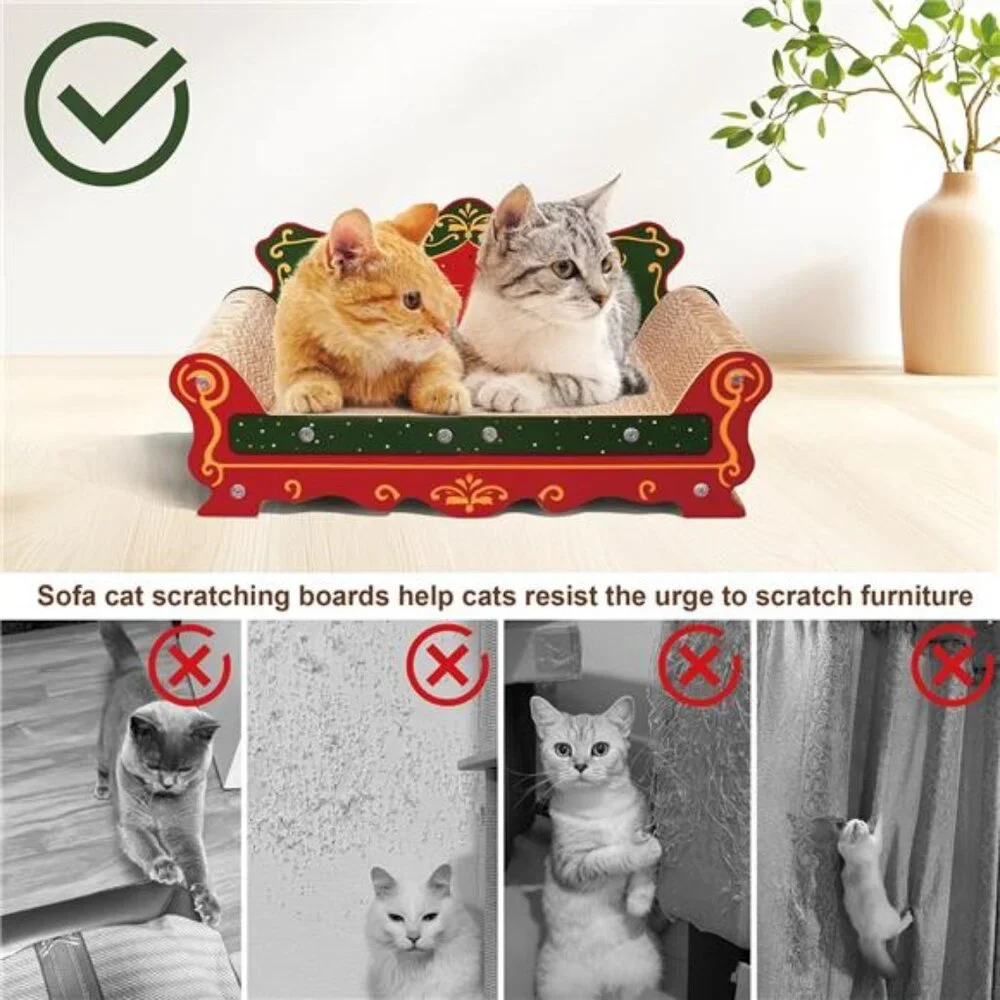 Cat scratch sofa cardboard lounge bed indoor scratcher pad red cat furniture